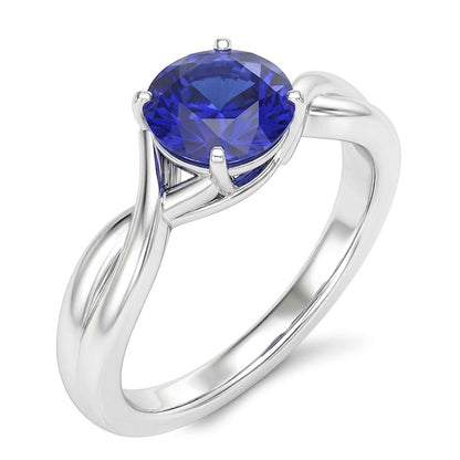 Natural Real ( Not Lab Grown )  Solitaire Gemstone Blue Sapphire Ring 2 Carats Twisted Style Shank