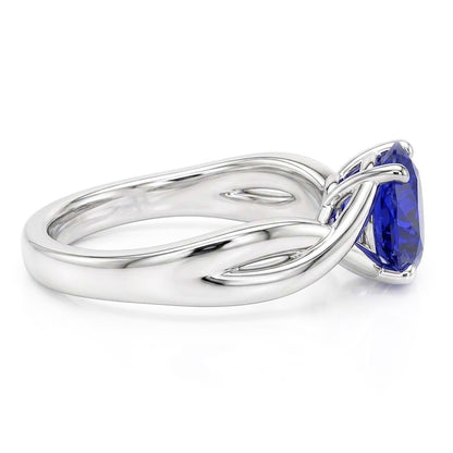 Natural Real ( Not Lab Grown )  Solitaire Gemstone Blue Sapphire Ring 2 Carats Twisted Style Shank