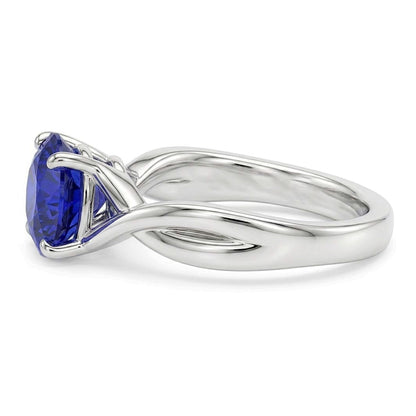 Natural Real ( Not Lab Grown )  Solitaire Gemstone Blue Sapphire Ring 2 Carats Twisted Style Shank