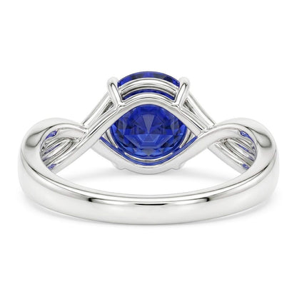 Natural Real ( Not Lab Grown )  Solitaire Gemstone Blue Sapphire Ring 2 Carats Twisted Style Shank