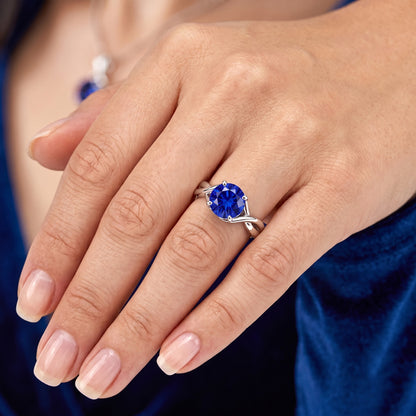 Natural Real ( Not Lab Grown )  Solitaire Gemstone Blue Sapphire Ring 2 Carats Twisted Style Shank