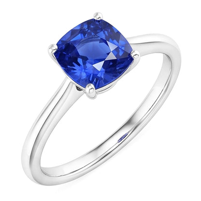 Natural Real ( Not Lab Grown )  Solitaire Gemstone Jewelry Cushion Ceylon Sapphire Ring 1.50 Carats