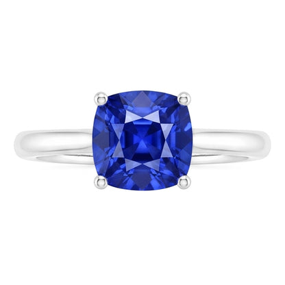 Natural Real ( Not Lab Grown )  Solitaire Gemstone Jewelry Cushion Ceylon Sapphire Ring 1.50 Carats