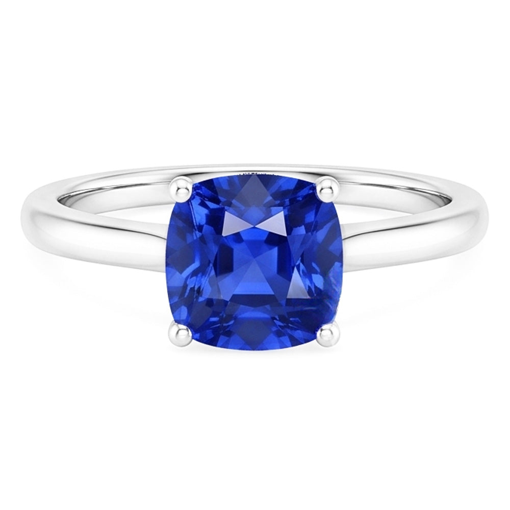 Natural Real ( Not Lab Grown )  Solitaire Gemstone Jewelry Cushion Ceylon Sapphire Ring 1.50 Carats