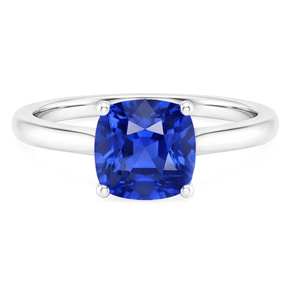 Natural Real ( Not Lab Grown )  Solitaire Gemstone Jewelry Cushion Ceylon Sapphire Ring 1.50 Carats