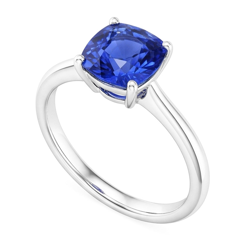 Natural Real ( Not Lab Grown )  Solitaire Gemstone Jewelry Cushion Ceylon Sapphire Ring 1.50 Carats