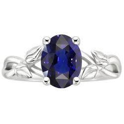 Natural Real ( Not Lab Grown )  Solitaire Gemstone Jewelry Ring Leaf Style Ceylon Sapphire 2 Carats