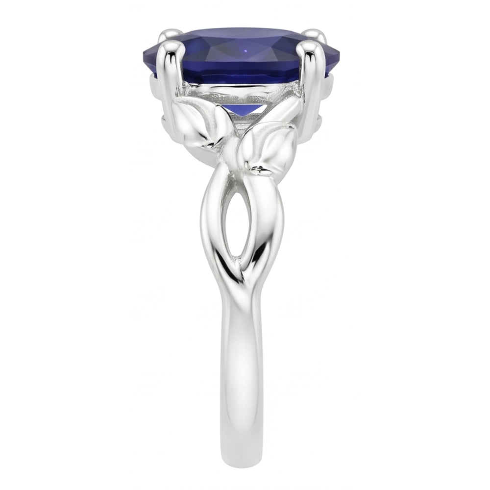 Natural Real ( Not Lab Grown )  Solitaire Gemstone Jewelry Ring Leaf Style Ceylon Sapphire 2 Carats