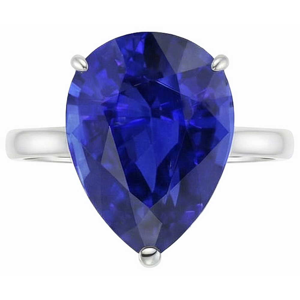 Natural Real ( Not Lab Grown )  Solitaire Gemstone Jewelry Ring Pear Sri Lankan Sapphire 4 Carats