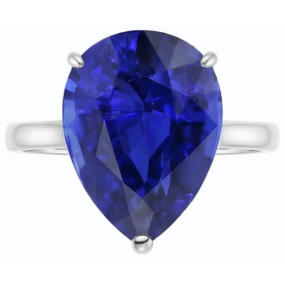 Natural Real ( Not Lab Grown )  Solitaire Gemstone Jewelry Ring Pear Sri Lankan Sapphire 4 Carats