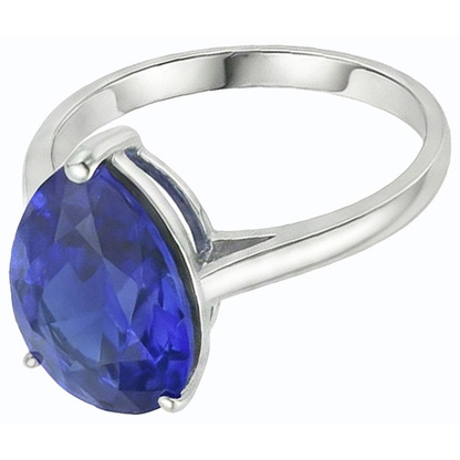 Natural Real ( Not Lab Grown )  Solitaire Gemstone Jewelry Ring Pear Sri Lankan Sapphire 4 Carats