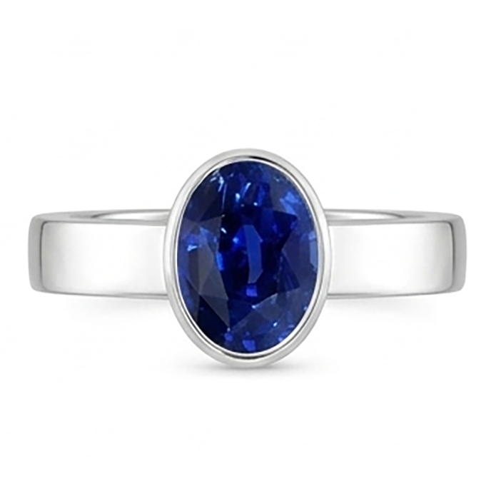 Natural Real ( Not Lab Grown )  Solitaire Gemstone Mens Ring Ceylon Sapphire Bezel Set 2.50 Carats