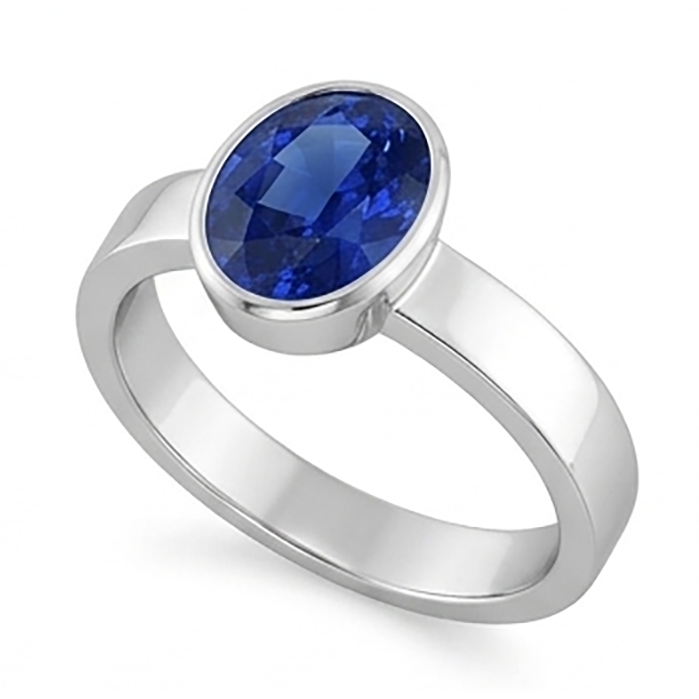 Natural Real ( Not Lab Grown )  Solitaire Gemstone Mens Ring Ceylon Sapphire Bezel Set 2.50 Carats