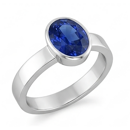 Natural Real ( Not Lab Grown )  Solitaire Gemstone Mens Ring Ceylon Sapphire Bezel Set 2.50 Carats