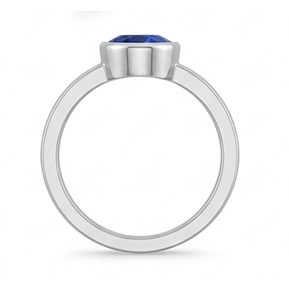 Natural Real ( Not Lab Grown )  Solitaire Gemstone Mens Ring Ceylon Sapphire Bezel Set 2.50 Carats