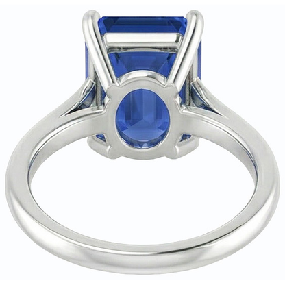 Natural Real ( Not Lab Grown )  Solitaire Gemstone Ring Emerald Shaped Ceylon Sapphire 2.50 Carats