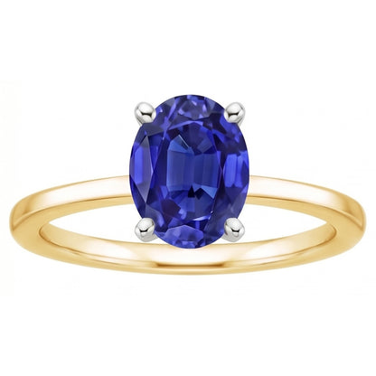 Natural Real ( Not Lab Grown )  Solitaire Gemstone Ring Jewelry Oval Blue Sapphire 2.50 Carats