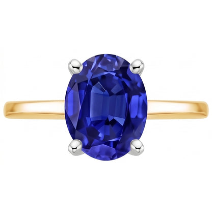 Natural Real ( Not Lab Grown )  Solitaire Gemstone Ring Jewelry Oval Blue Sapphire 2.50 Carats