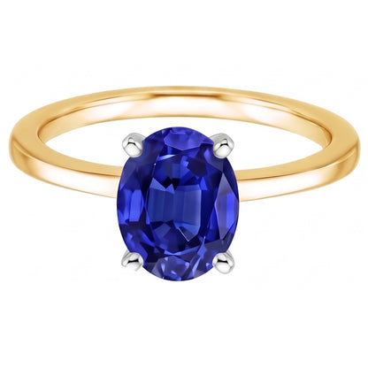 Natural Real ( Not Lab Grown )  Solitaire Gemstone Ring Jewelry Oval Blue Sapphire 2.50 Carats