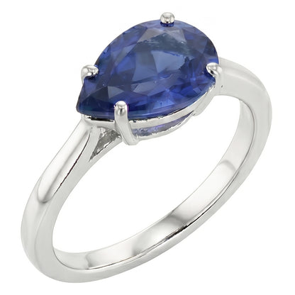 Natural Real ( Not Lab Grown )  Solitaire Gemstone Sapphire Engagement Ring Pear Cut 2 Carats Gold 14K