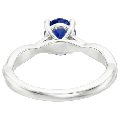 Natural Real ( Not Lab Grown )  Solitaire Gold Ring Twist Style Oval Blue Sapphire 2 Carats