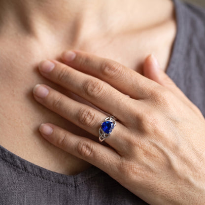 Natural Real ( Not Lab Grown )  Solitaire Heart Cut Ring Vintage Style Sri Lankan Sapphire 2 Carats