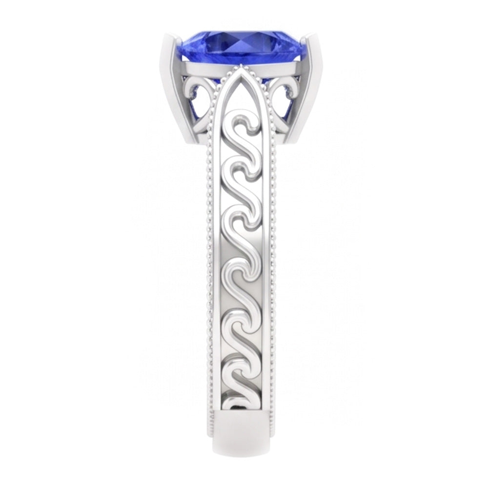 Natural Real ( Not Lab Grown )  Solitaire Heart Light Blue Sapphire Ring 1 Carat Filigree Shank Gold