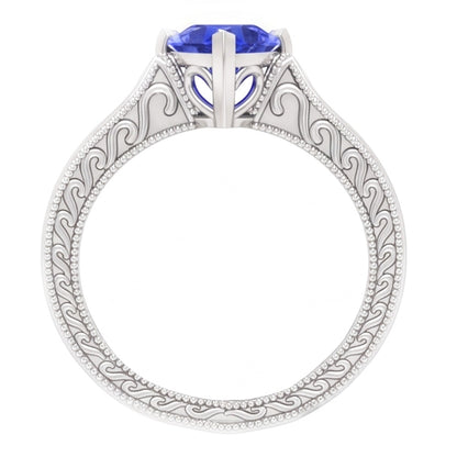 Natural Real ( Not Lab Grown )  Solitaire Heart Light Blue Sapphire Ring 1 Carat Filigree Shank Gold