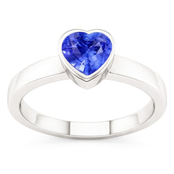 Natural Real ( Not Lab Grown )  Solitaire Heart Light Blue Sapphire Ring Bezel Set 1 Carat