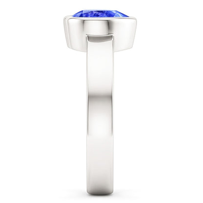 Natural Real ( Not Lab Grown )  Solitaire Heart Light Blue Sapphire Ring Bezel Set 1 Carat