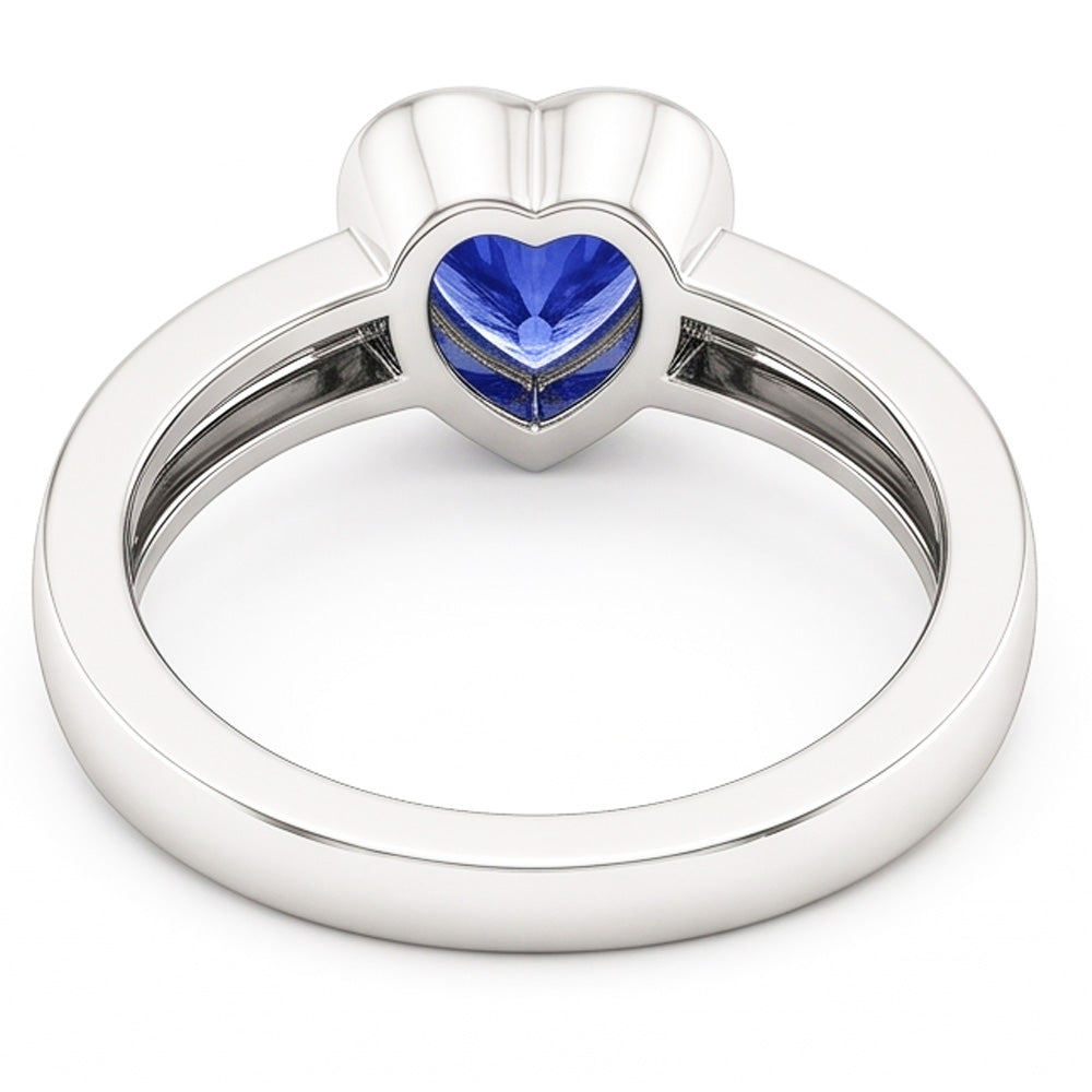 Natural Real ( Not Lab Grown )  Solitaire Heart Light Blue Sapphire Ring Bezel Set 1 Carat