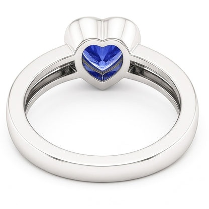 Natural Real ( Not Lab Grown )  Solitaire Heart Light Blue Sapphire Ring Bezel Set 1 Carat