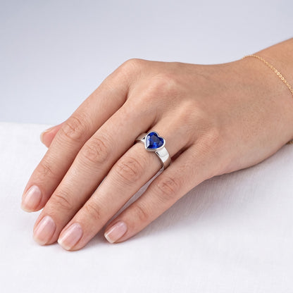 Natural Real ( Not Lab Grown )  Solitaire Heart Light Blue Sapphire Ring Bezel Set 1 Carat