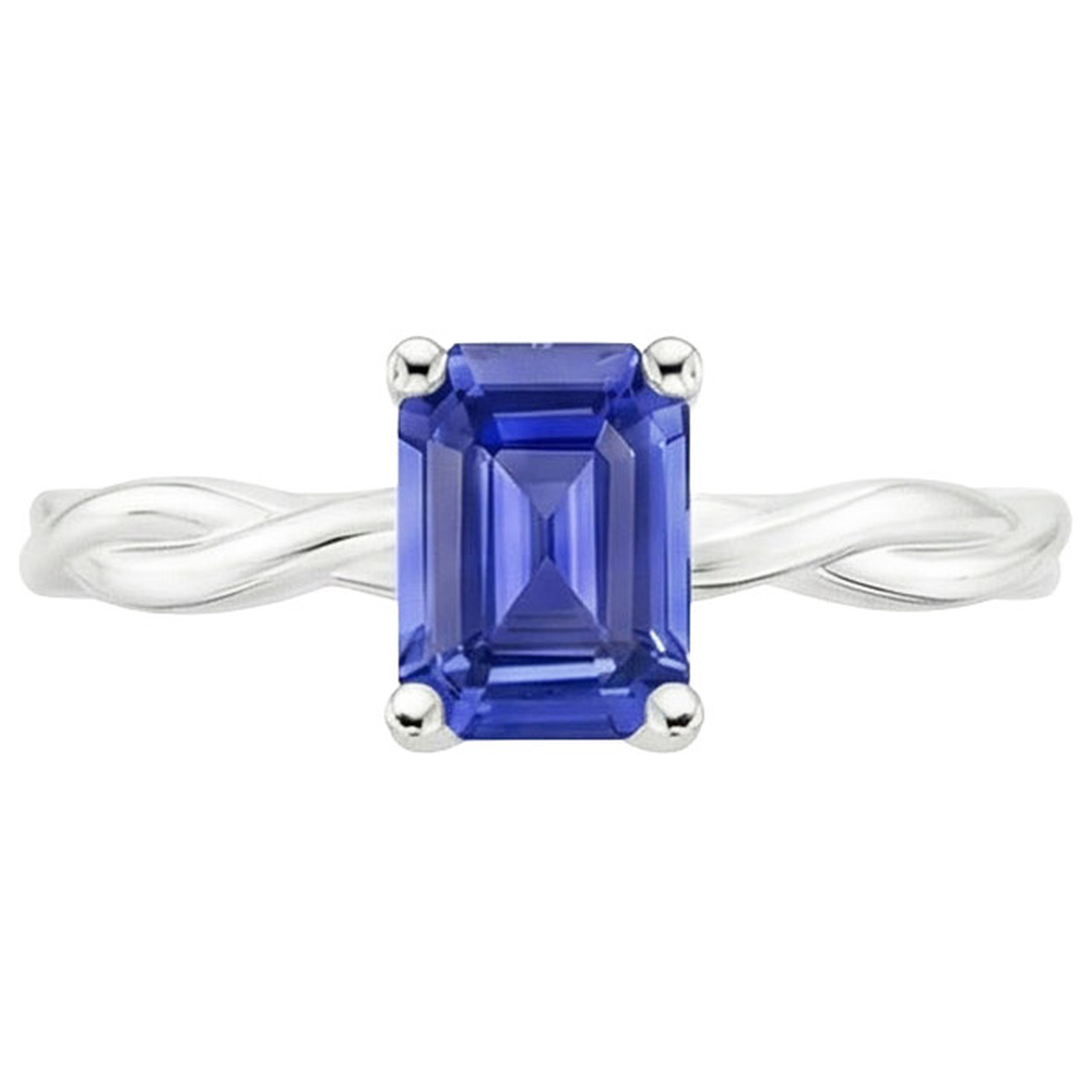 Natural Real ( Not Lab Grown )  Solitaire Infinity Style Ring Emerald Sri Lankan Sapphire 2.50 Carats