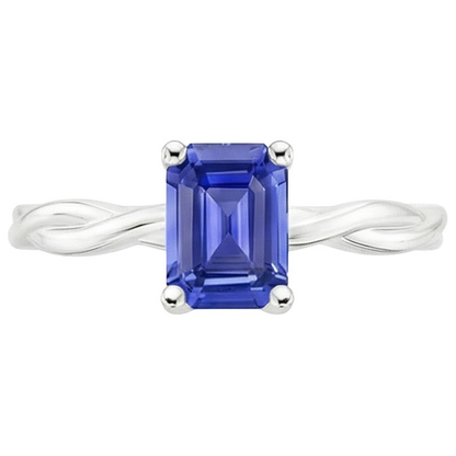 Natural Real ( Not Lab Grown )  Solitaire Infinity Style Ring Emerald Sri Lankan Sapphire 2.50 Carats