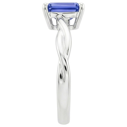 Natural Real ( Not Lab Grown )  Solitaire Infinity Style Ring Emerald Sri Lankan Sapphire 2.50 Carats