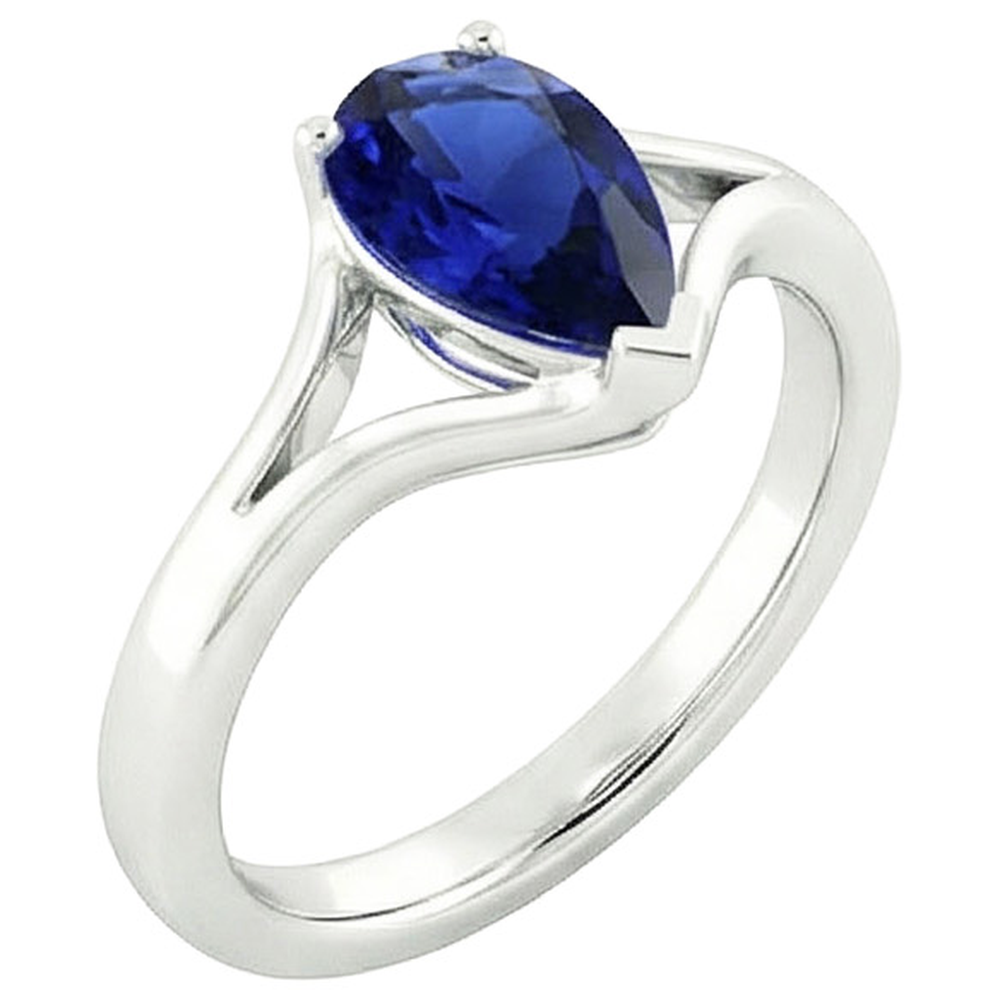 natural pear sapphire 2.50ct ring side angle