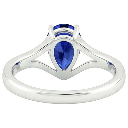natural pear sapphire 2.50ct ring profile view
