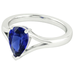 Natural Sapphire Ring 2.50ct - White Gold 14K