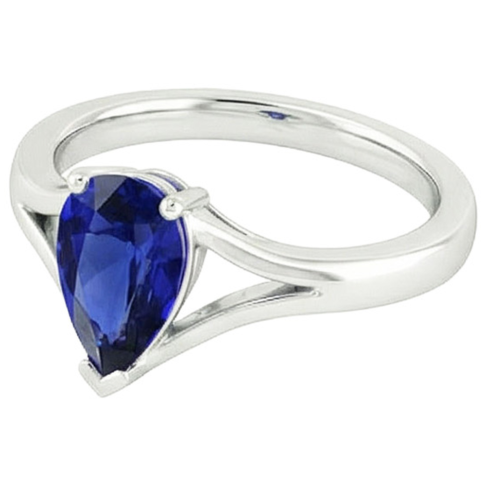 natural pear sapphire 2.50ct ring front view