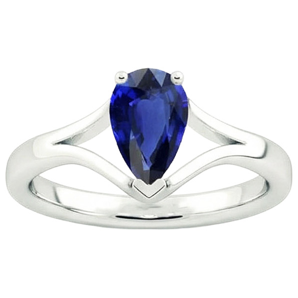 natural pear sapphire 2.50ct ring close up detail
