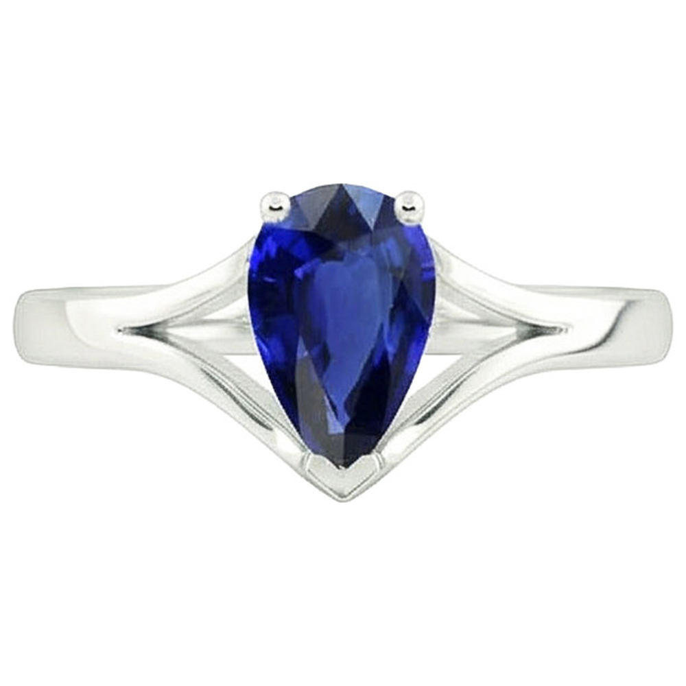 natural pear sapphire 2.50ct ring top view
