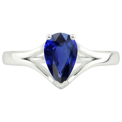 natural pear sapphire 2.50ct ring top view