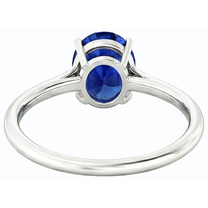 Natural Real ( Not Lab Grown )  Solitaire Oval Deep Blue Sapphire Ring 2 Carats White Gold