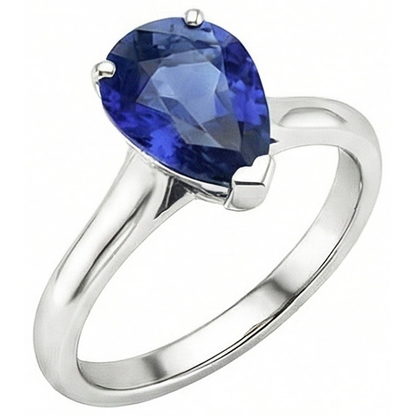 natural pear sapphire 2ct ring side angle