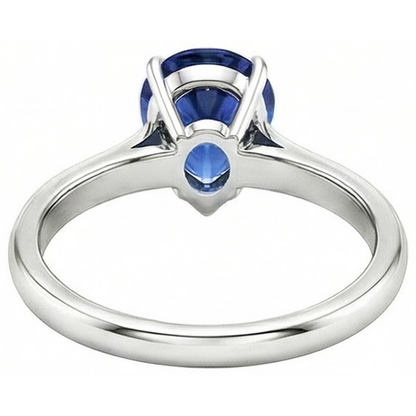 natural pear sapphire 2ct ring profile view