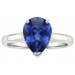 Natural Sapphire Ring 2ct - White Gold 14K