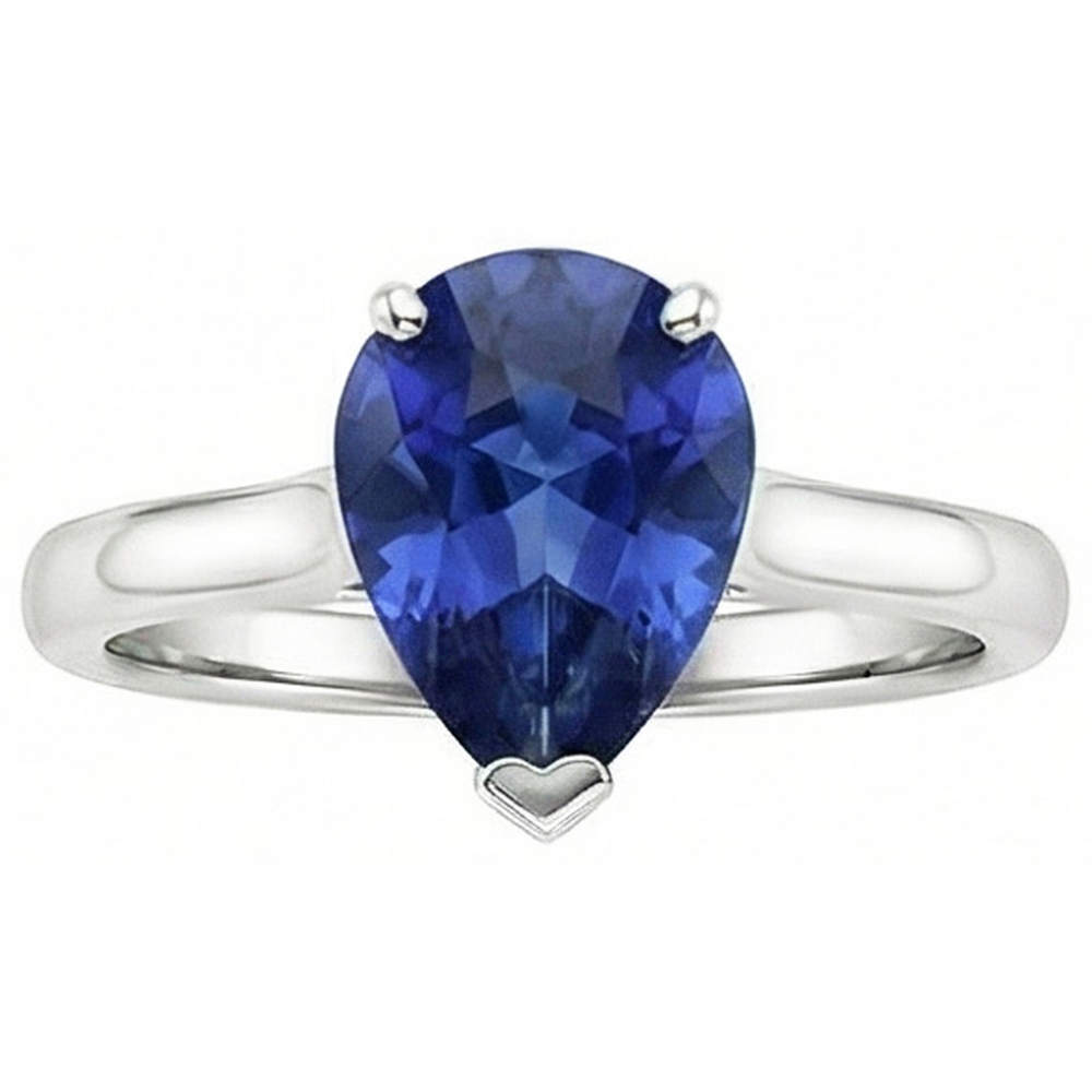 natural pear sapphire 2ct ring front view