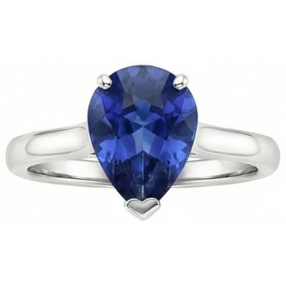 natural pear sapphire 2ct ring front view