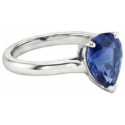 natural pear sapphire 2ct ring top view